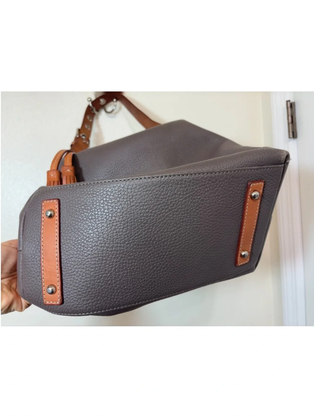 Dooney & Bourke gray and Tan Leather Hobo Bag
